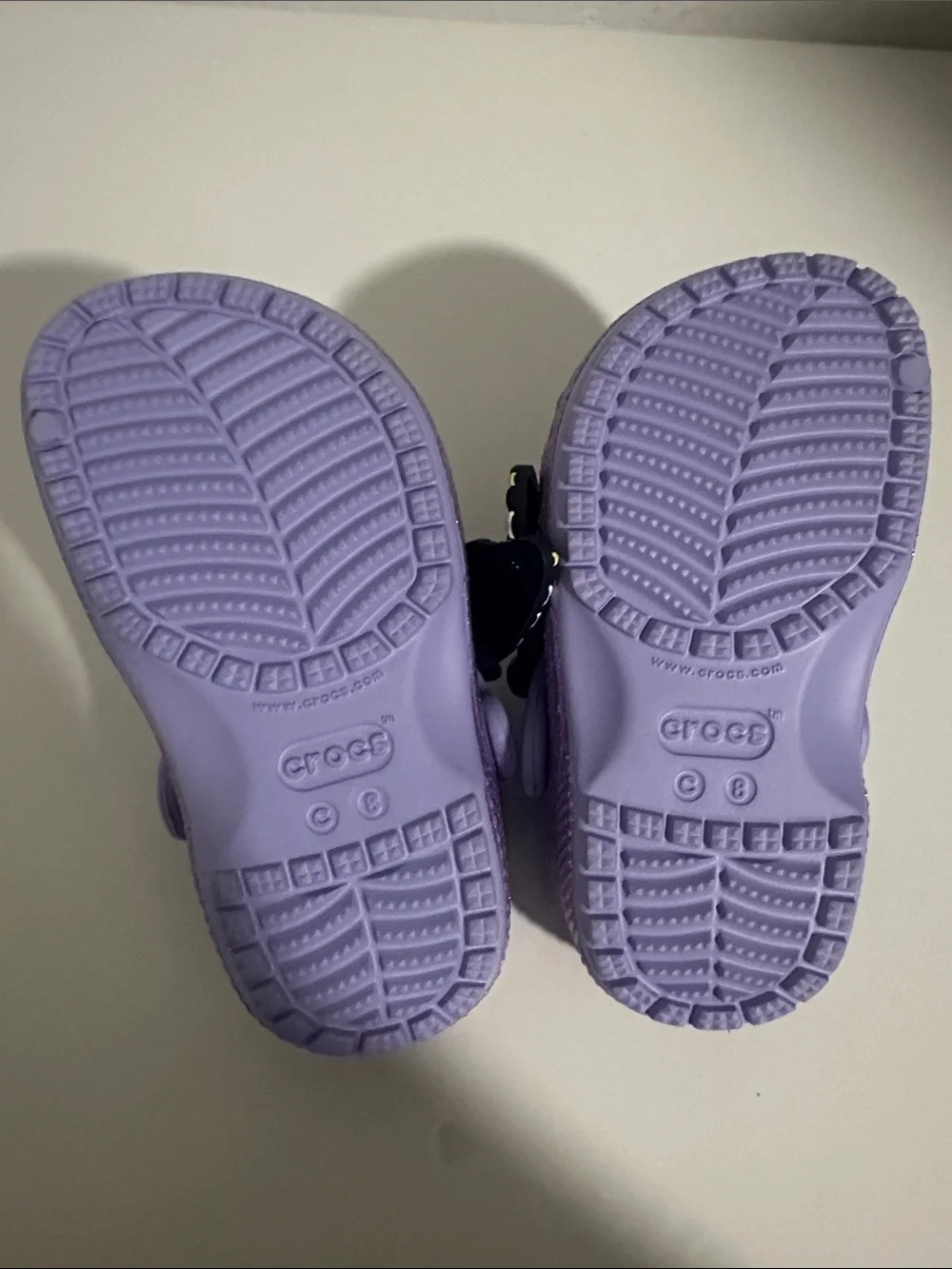CROCS Kids' Glitter Lavender Clogs with Colorful Butterfly Charm